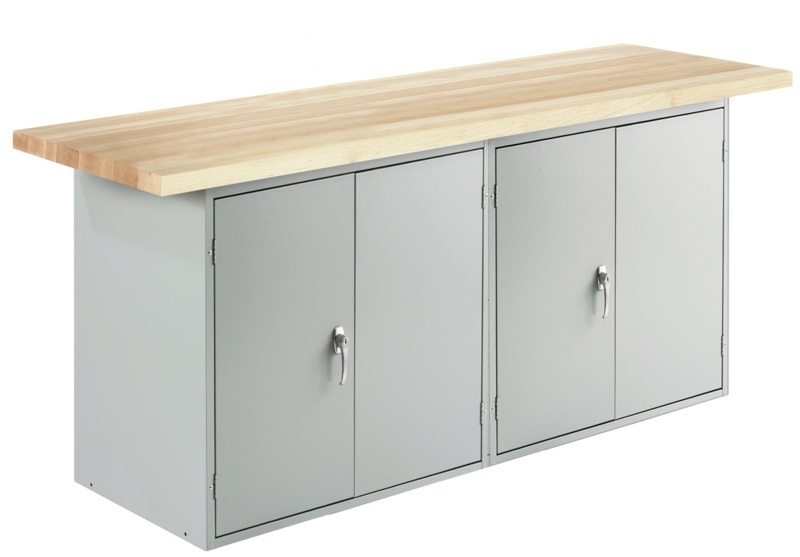 Double Door Cabinet Wood Top Workbench