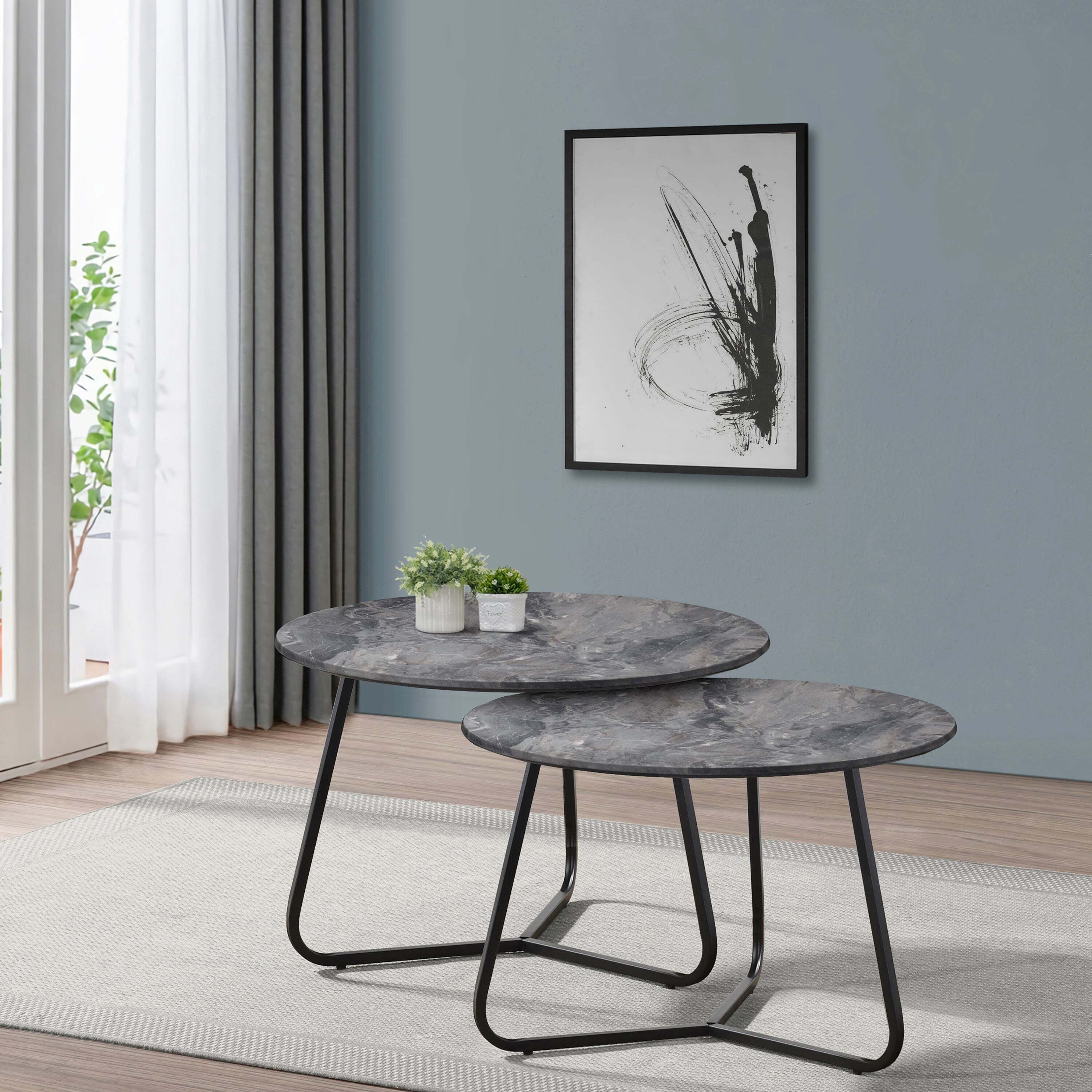 Double faux slate coffee tables