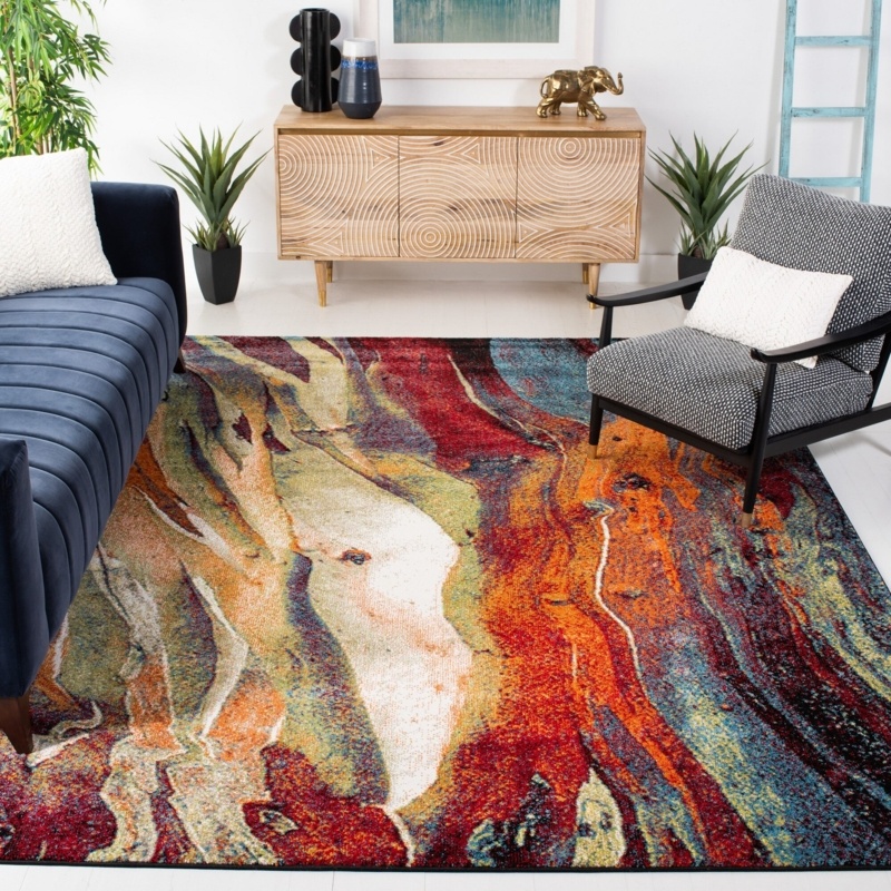 Dowlen Machine Woven / Power Loomed Performance Red/Green/Blue/Yellow/Orange/Beige Rug