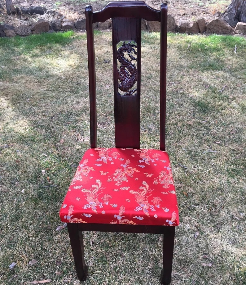 Dragon Motif Asian Side Chair