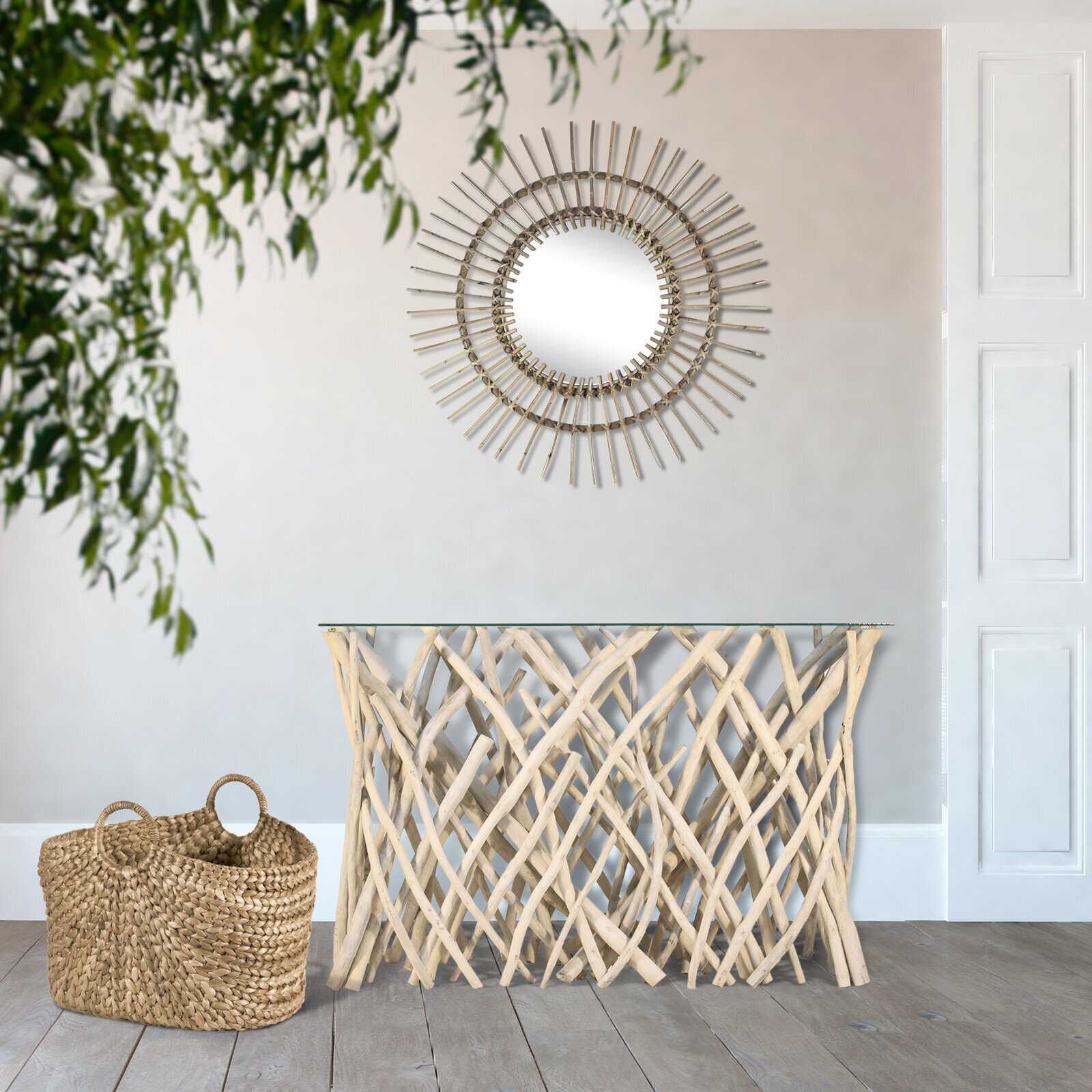 Driftwood Table With Glass Top