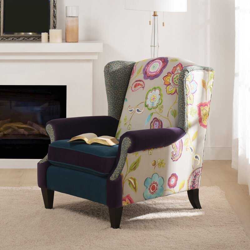 Eclectic Floral Wingback Chair
