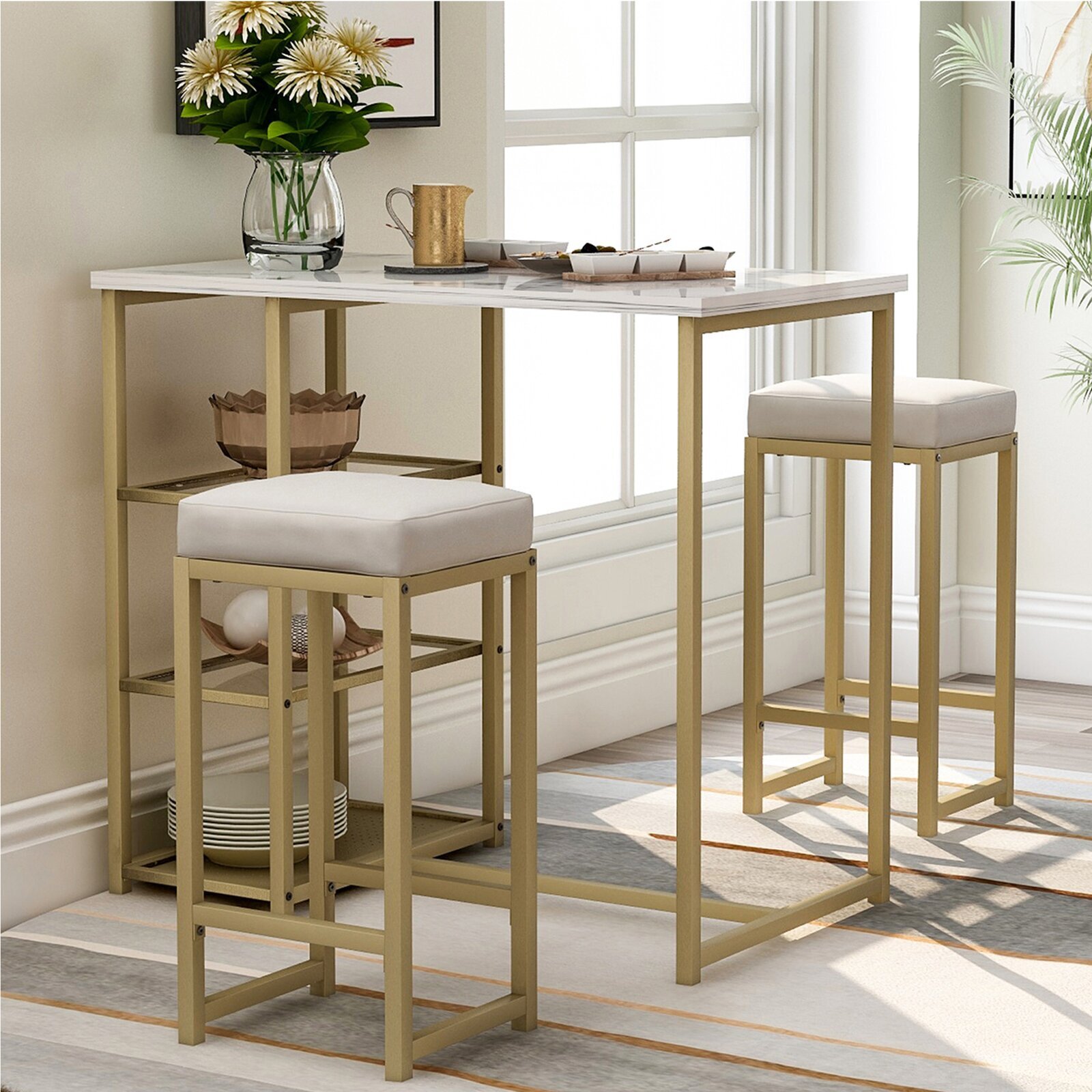 Elegant bar table with shelves