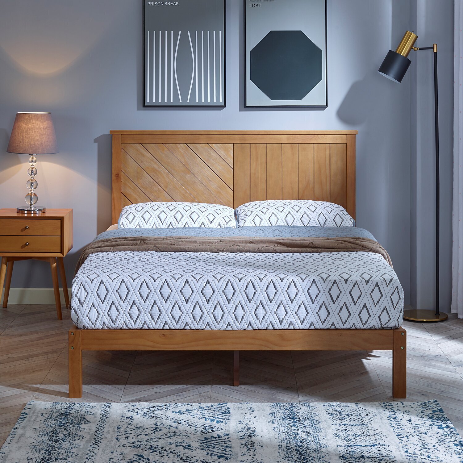 Elegant Imitation Teak Mattress Platform