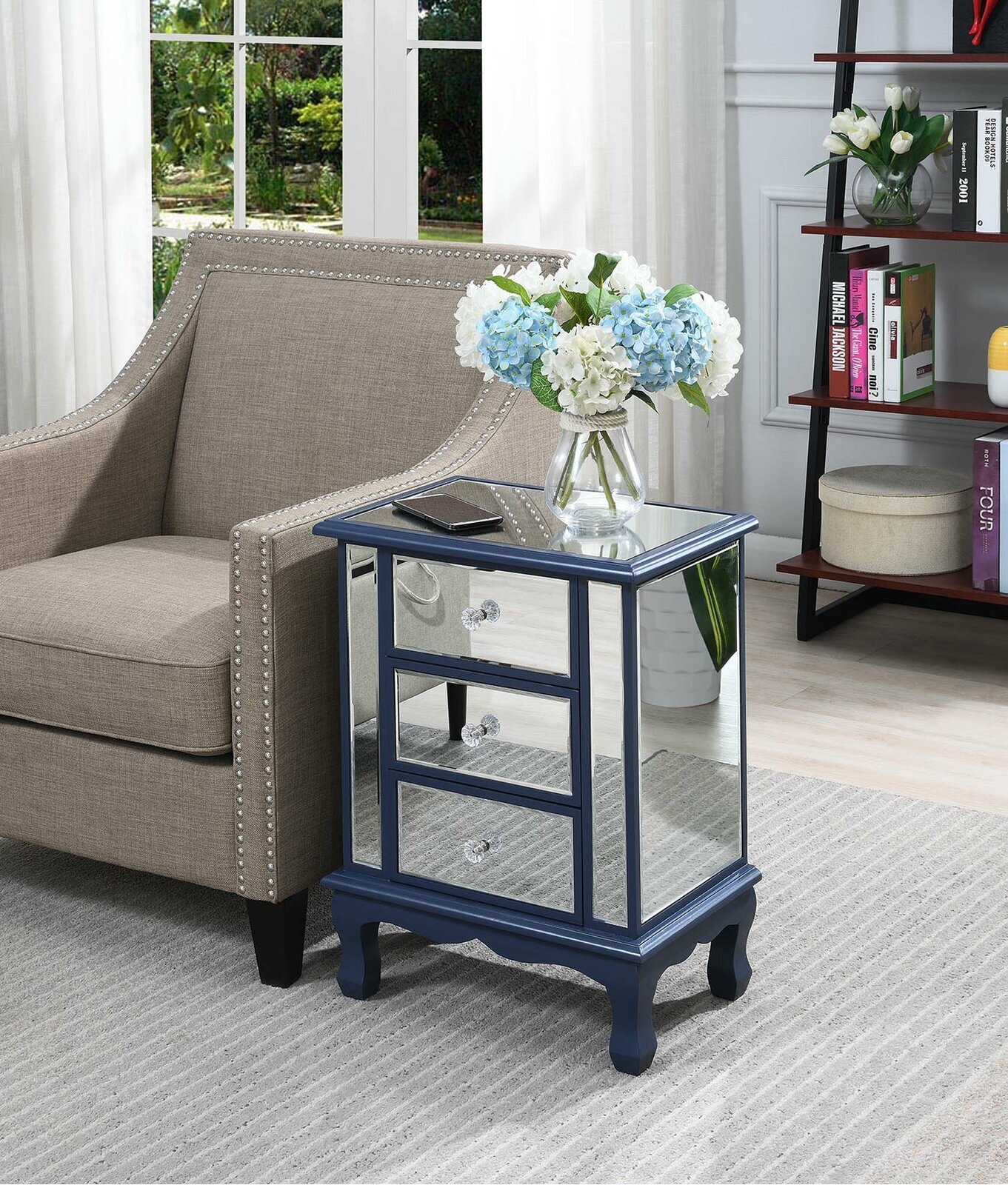 Elegant Mirror Bedside Table