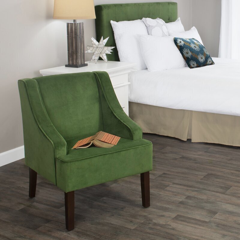 Elegant Velvet Swoop Armed Italian Armchair