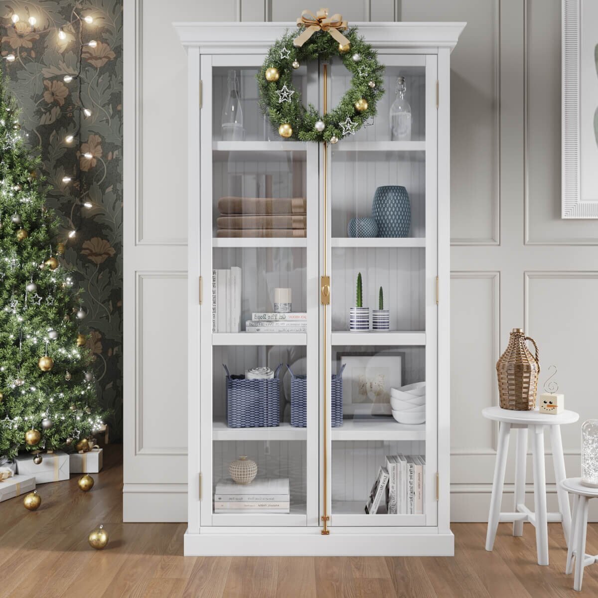 Elegant Wide White Display Stand