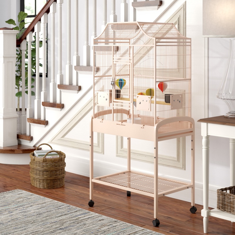 Elinor 55'' Iron Victorian Top Floor Bird Cage with Wheels