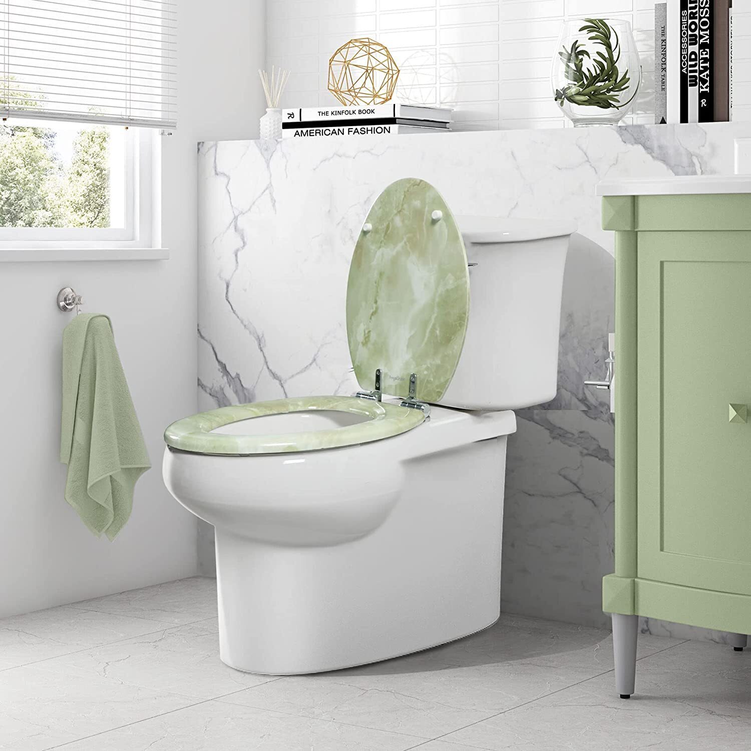 Elongated marble toilet seat