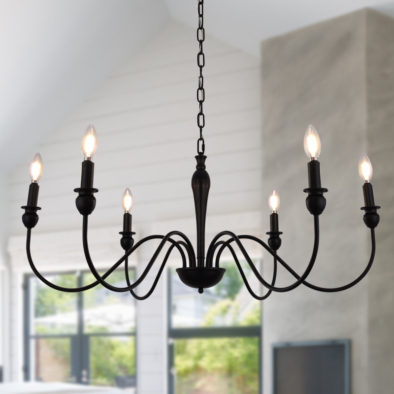 Emilyn 6-Light Black Farmhouse Dimmable Empire Chandeliers