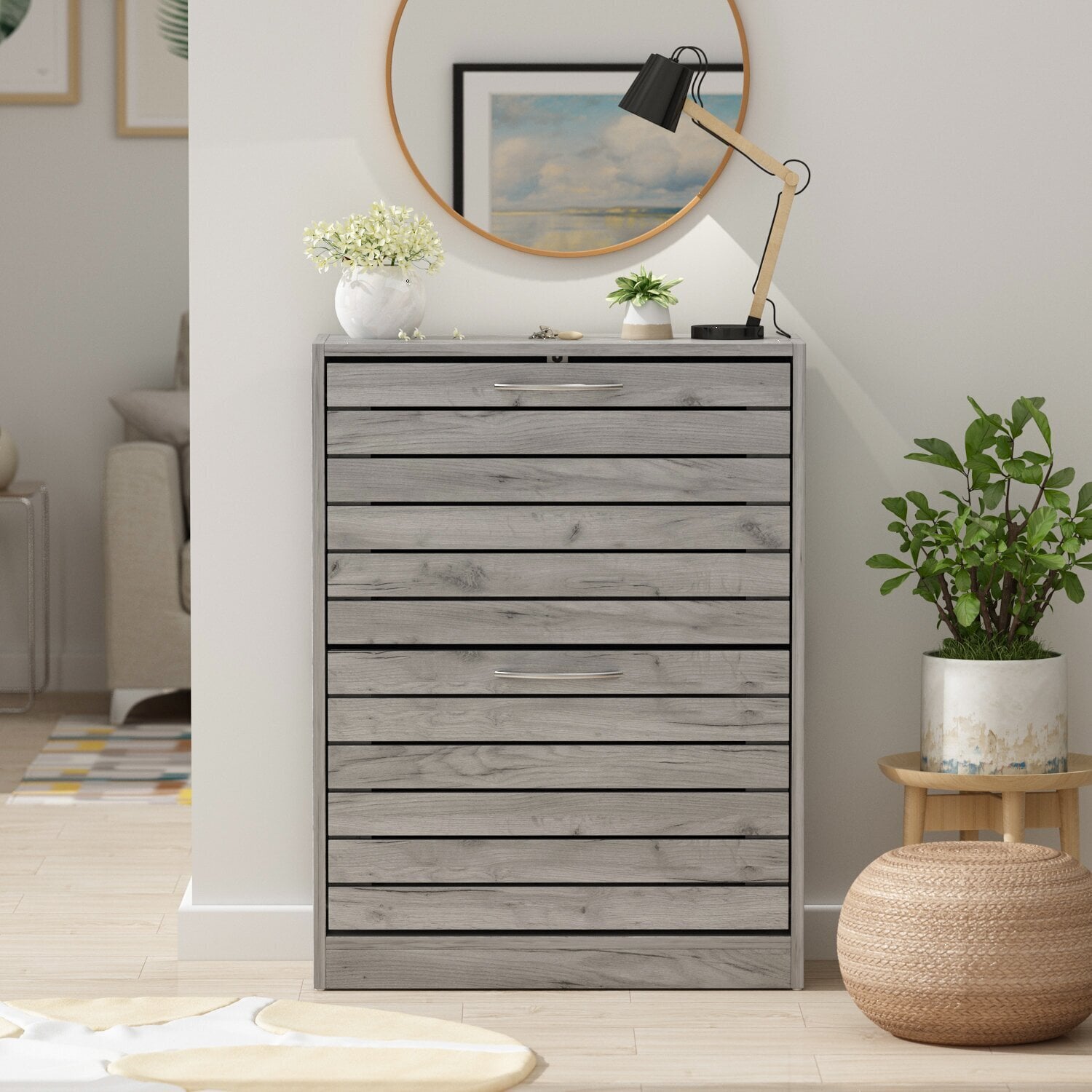 Enclosed Shoe Rack With Upturned Drawers