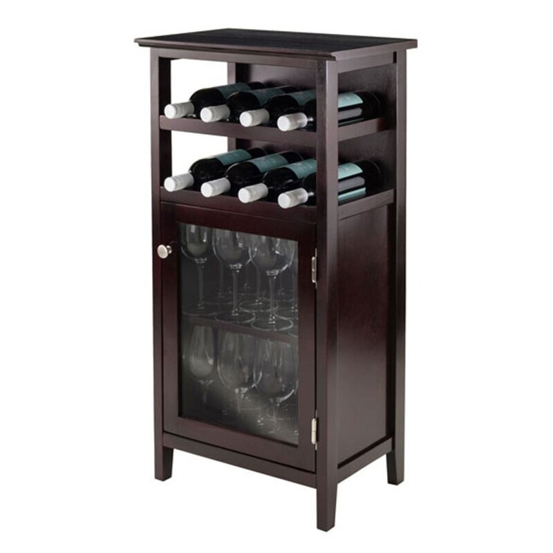 Espresso Colored Wine Glass Cabinets