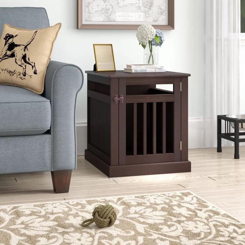 Espresso End Table Dog Bed