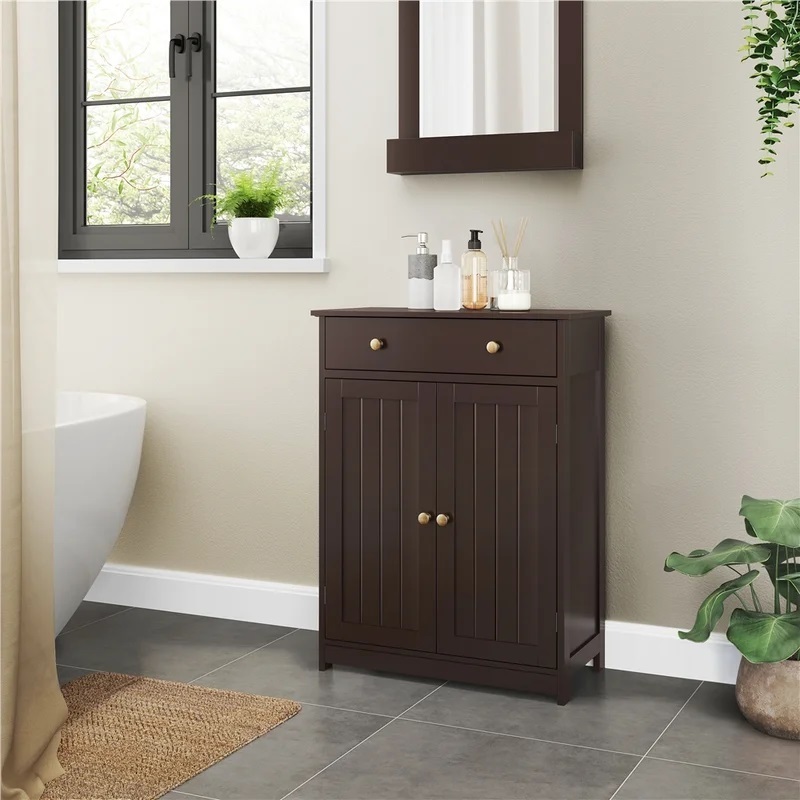 Espresso finish hand painted cabinet