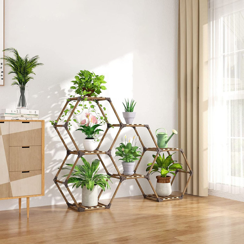 Eucalyptus wood multi level plant stand
