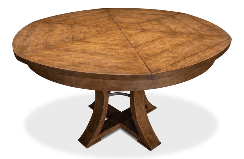 Extendable Acacia Solid Wood Pedestal Dining Table