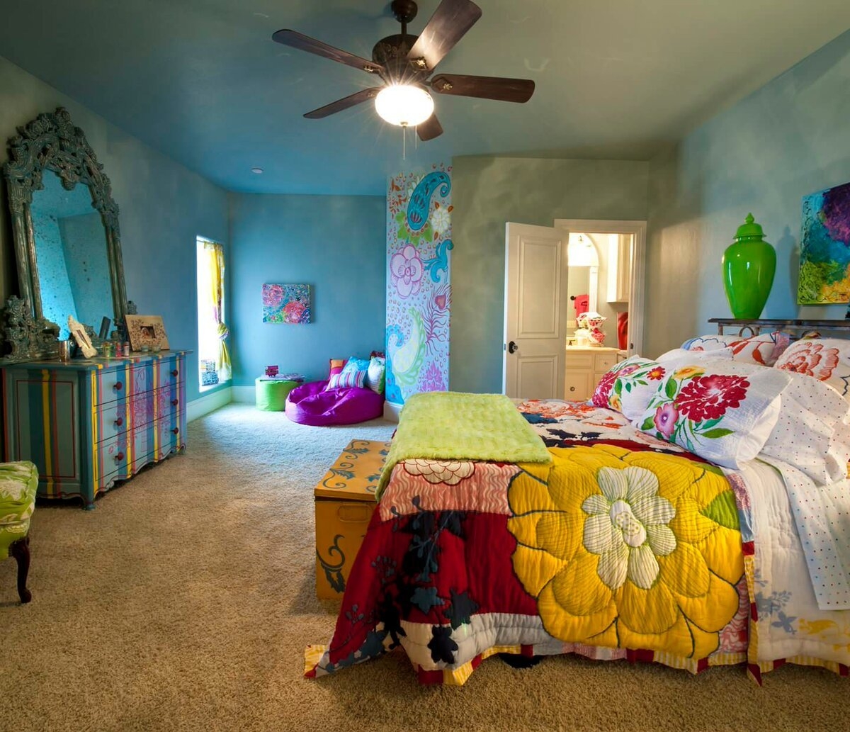 Extremely colorful and vibrant bohemian room