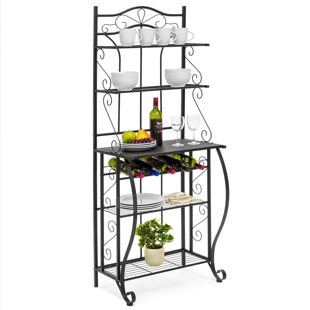 Fancy Iron Baker's Rack with Wine Storage