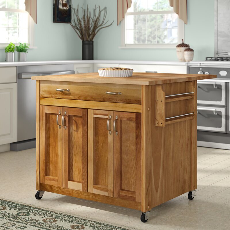 Farmhouse Butcher Block Table on Wheels