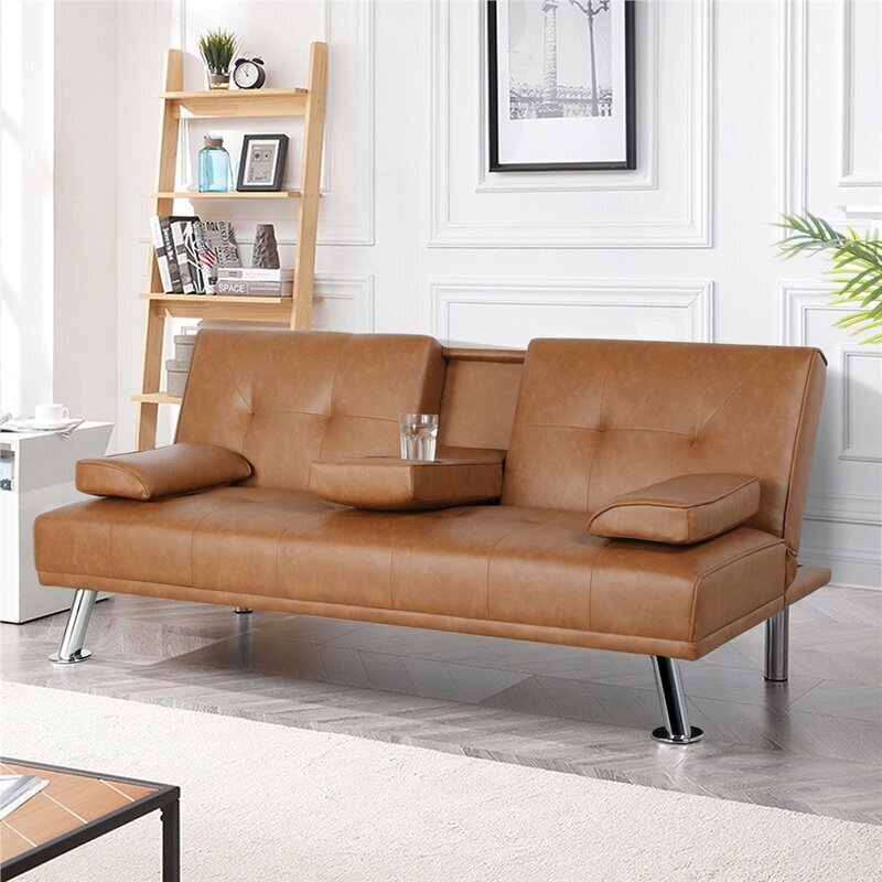Faux Leather Convertible Sofa