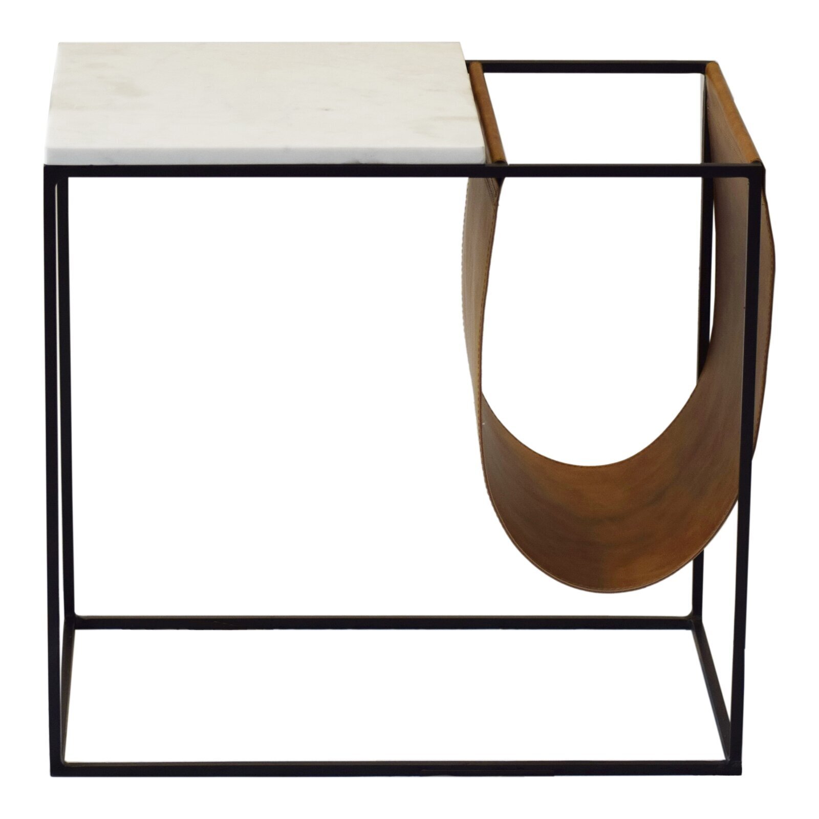 Faux Leather Magazine Holder and Table