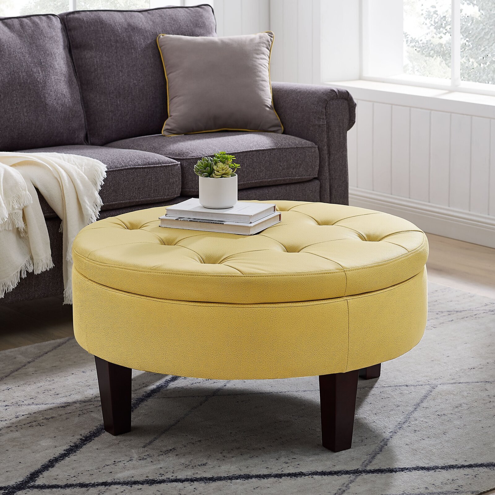 Round Ottoman Coffee Table With Storage