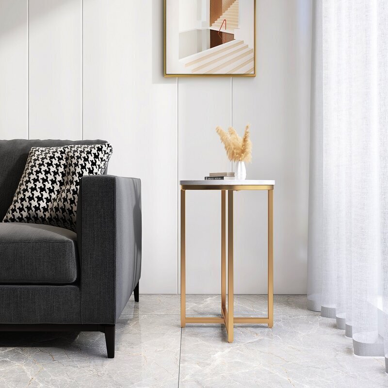 Faux marble top cross leg table
