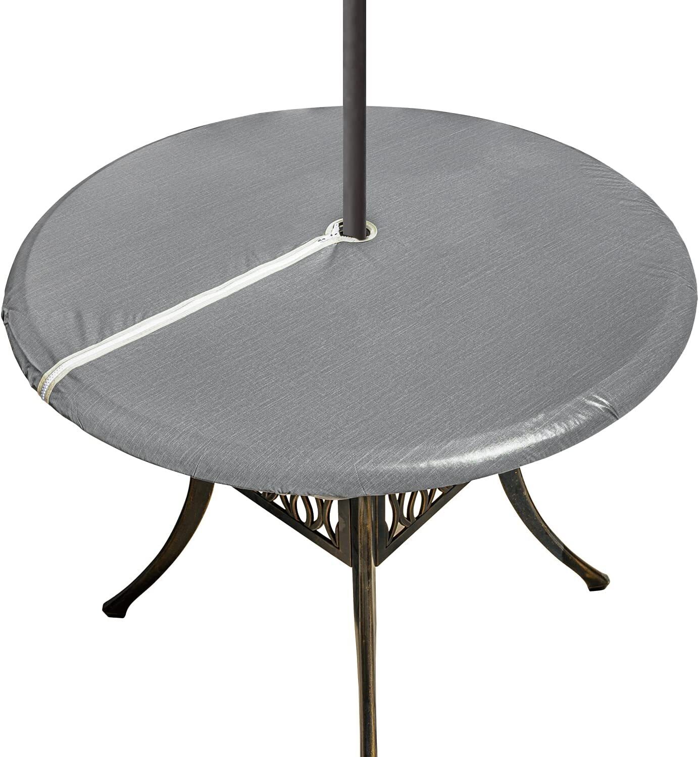Fitted Vinyl Patio Table Cover with Umbrella Hole