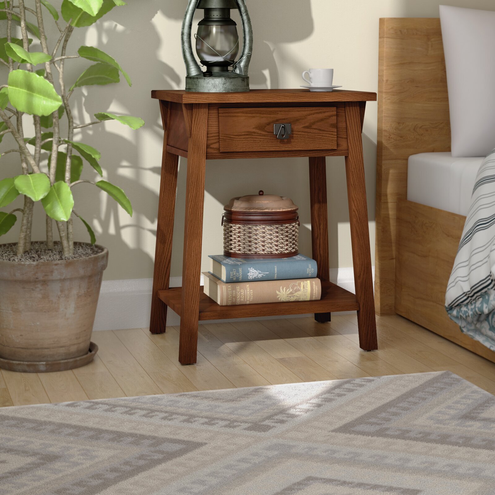 Flared Leg Mission Style Night Stand