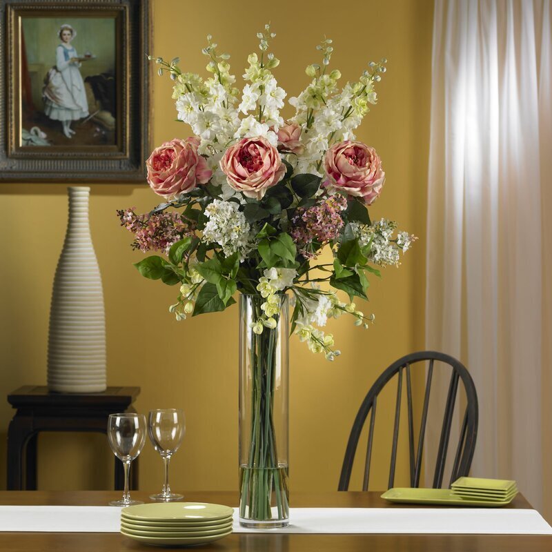 Flower Vases With Artificial Springtime Flowers