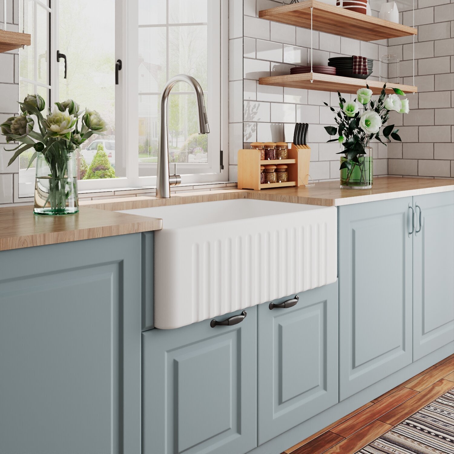 Fluted Front Farmhouse Sink