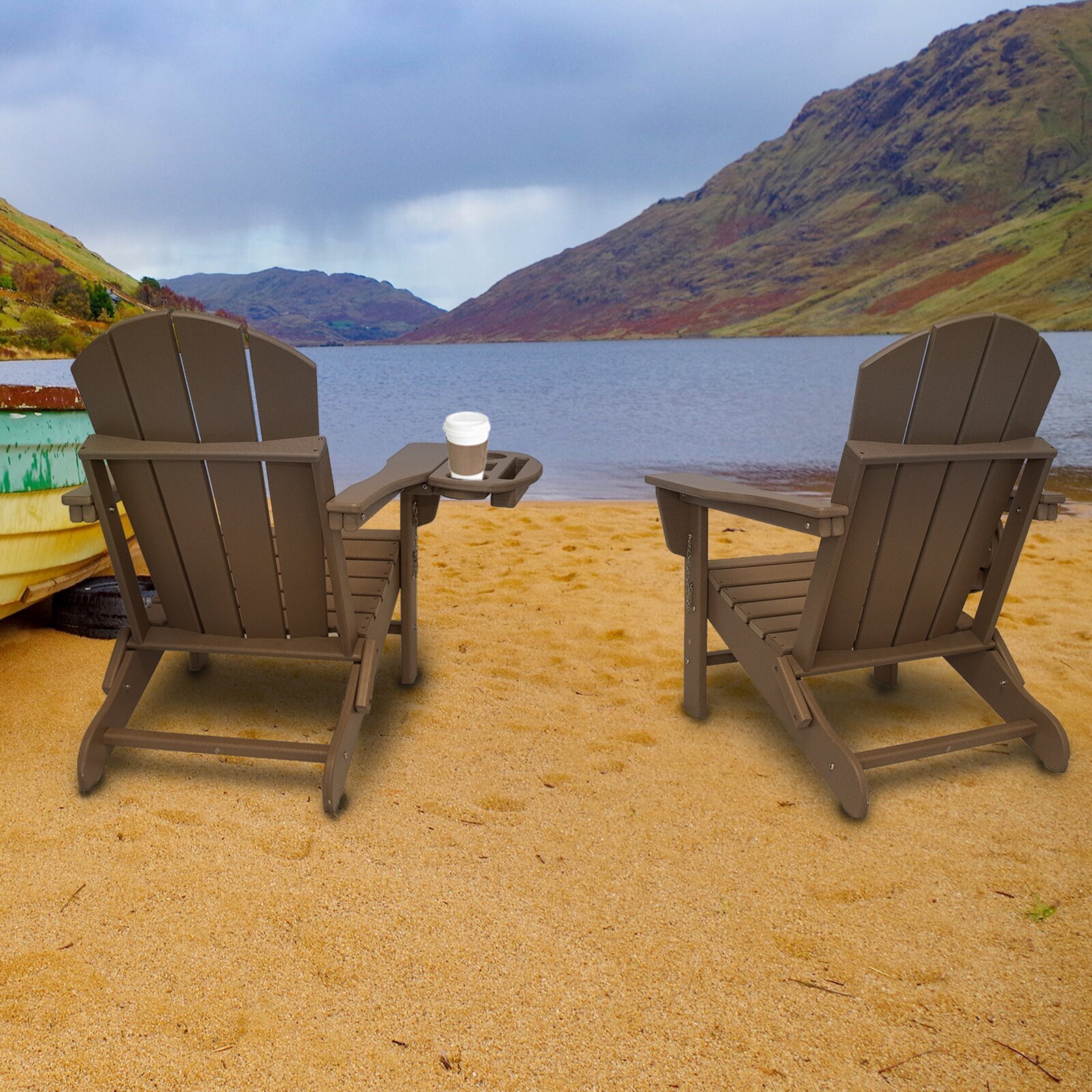 Folding Garden Chair with Cup Holders/Table