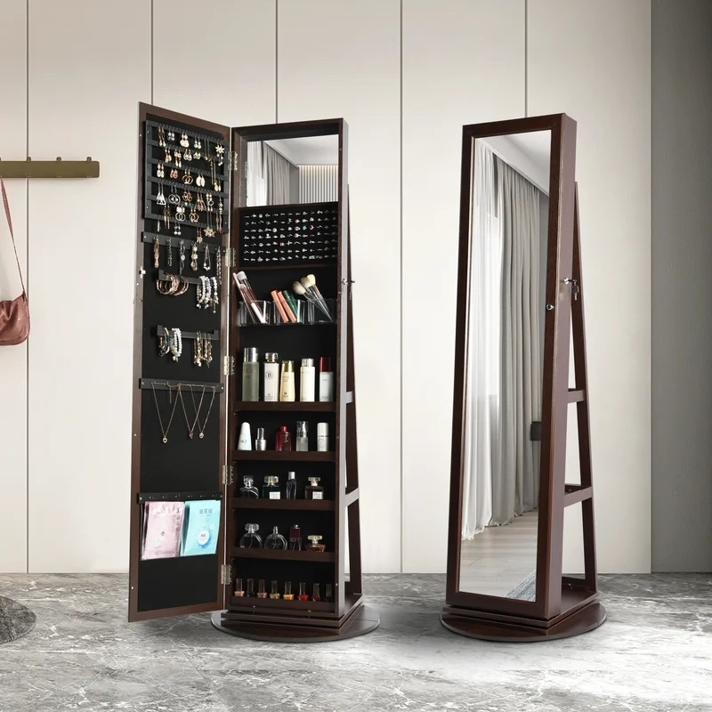 Free Standing Jewelry Armoire with Mirror