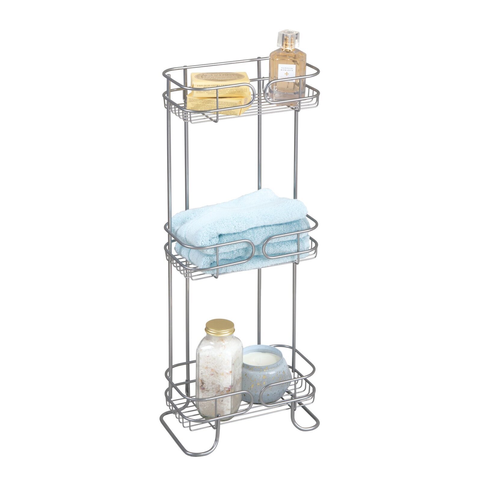 Freestanding wire shower shelves