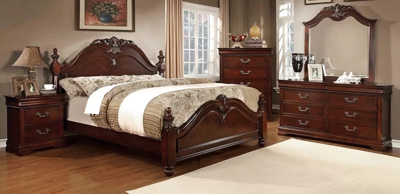 Full Baroque Bedroom Set In Cherry Wood
