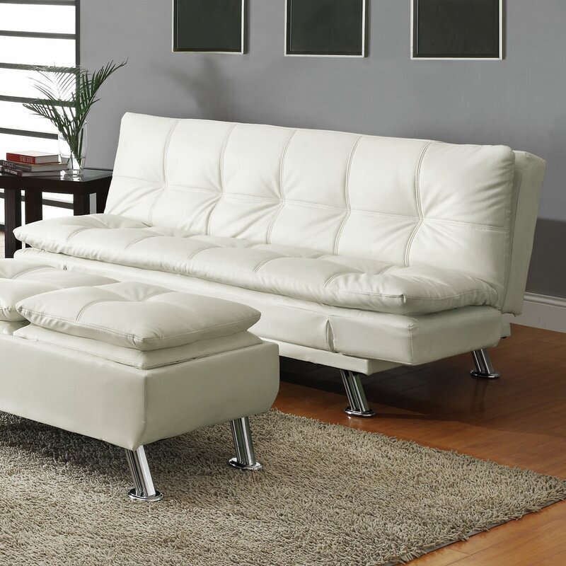Full Sleeper White Faux Leather Futon
