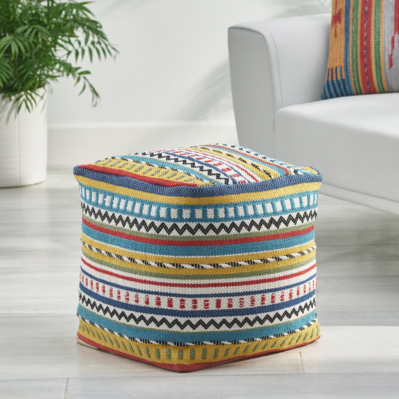 Fun Ottoman With Stripes