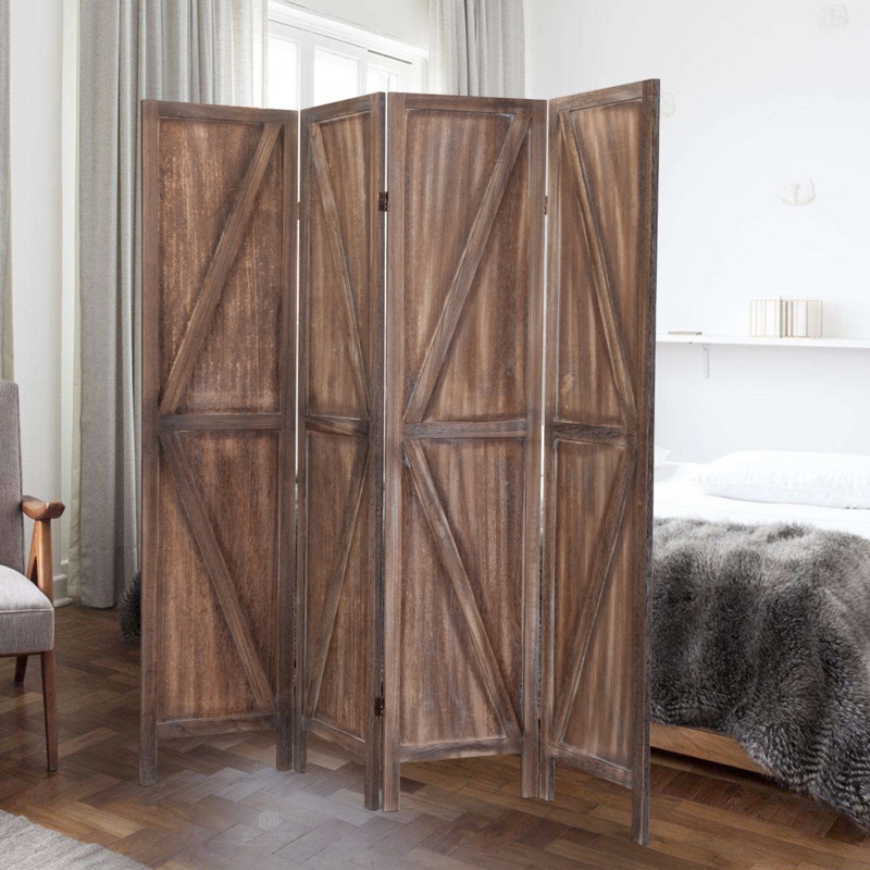 Gaurav 71.7'' W x 67'' H 4 - Panel Solid Wood Folding Room Divider