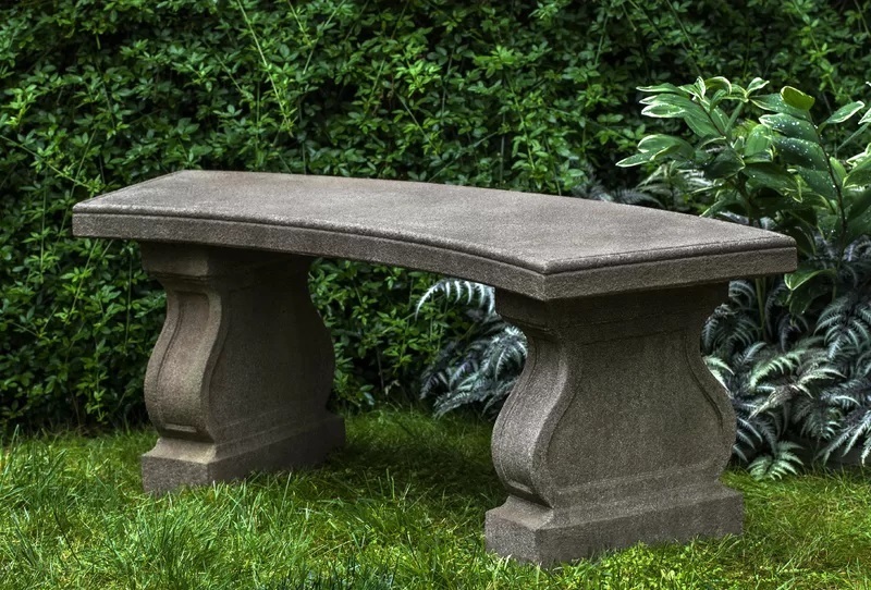 Gently Curved Stone Garden Bench 