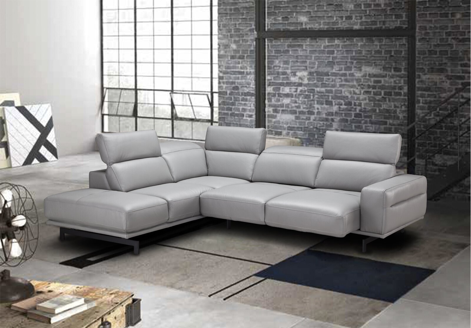 Genuine Leather Sleeper Sectional