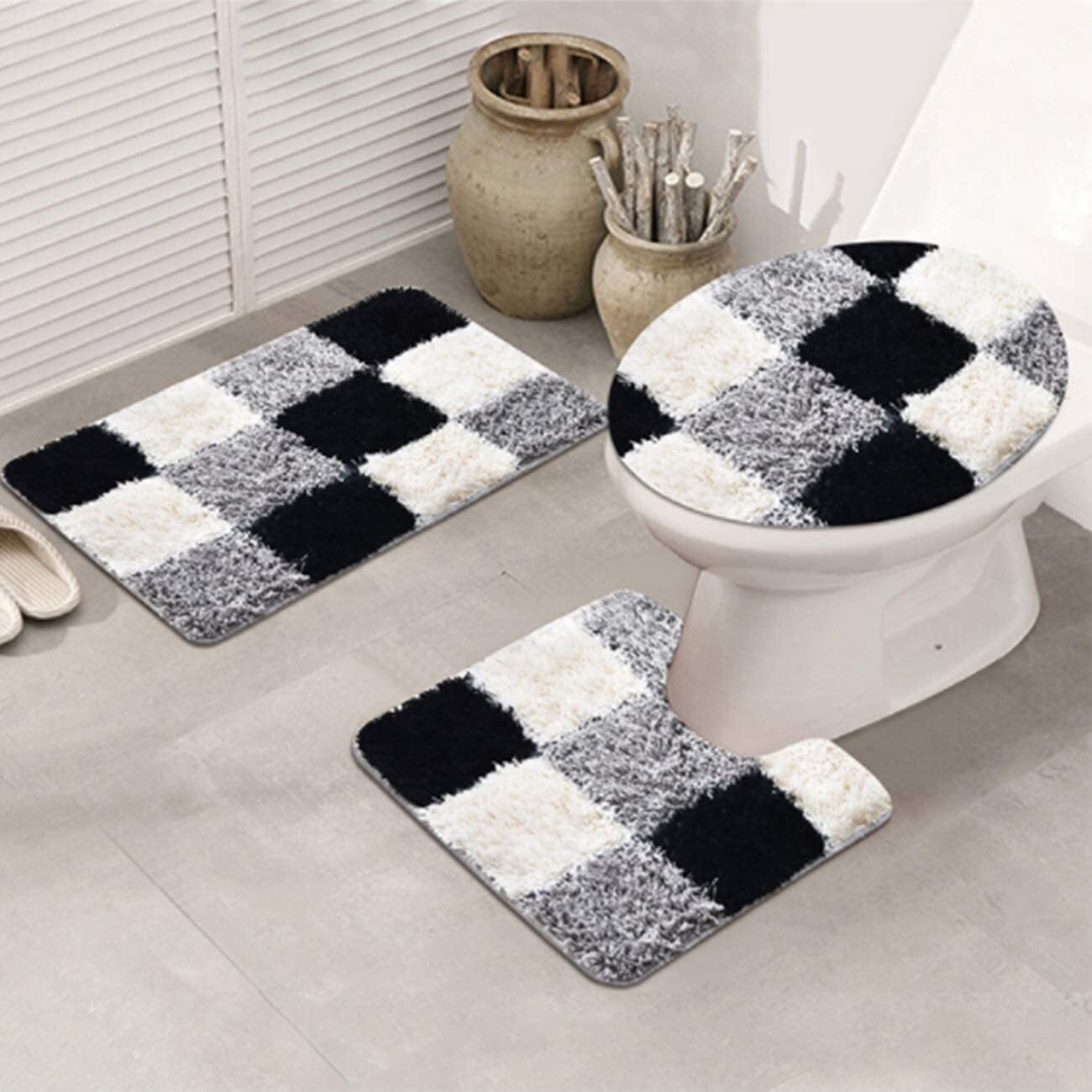 Geometric Toilet Seat Cover Set