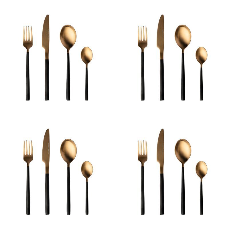 Glamorous Minimalistic Gold Plated Black Handle Flatware