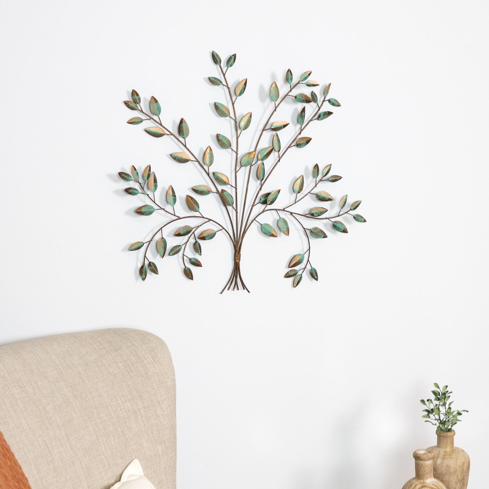Glamorous Neutral Gold Metal Leafy Tree