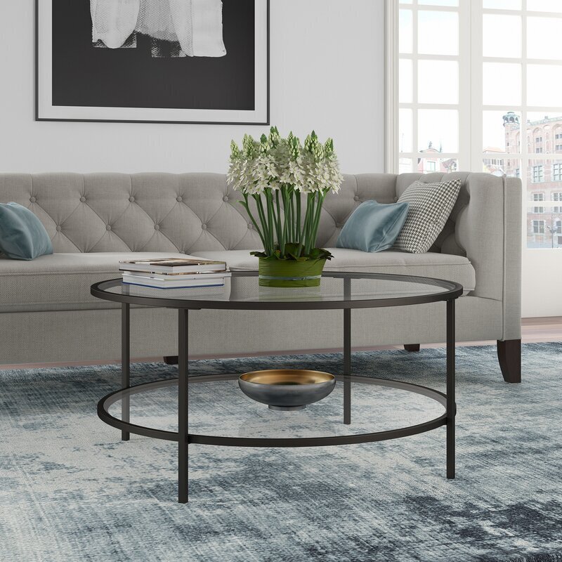 Glass and bronze coffee table