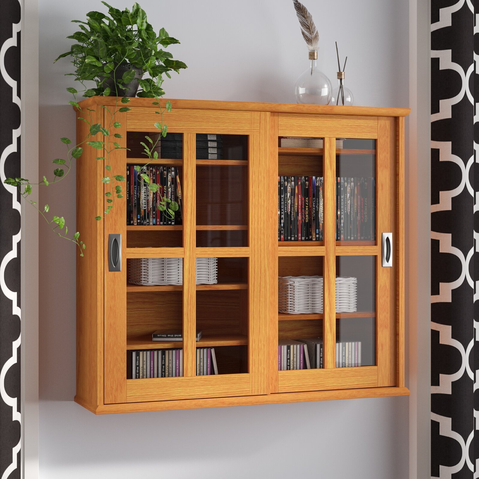 Glass Doors DVD Wall Cabinet