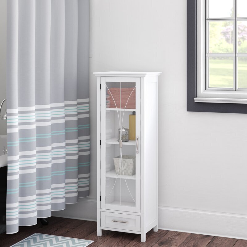 Glass Front Bathroom Storage Tower