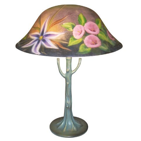 Glass reverse painted table lamp