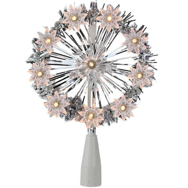 Glass Tree Topper With Tinsel
