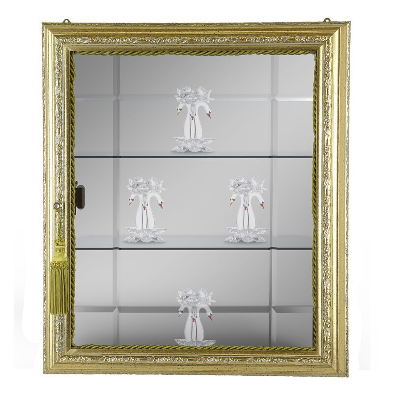 Gold Colored Wood Wall Curio Cabinet