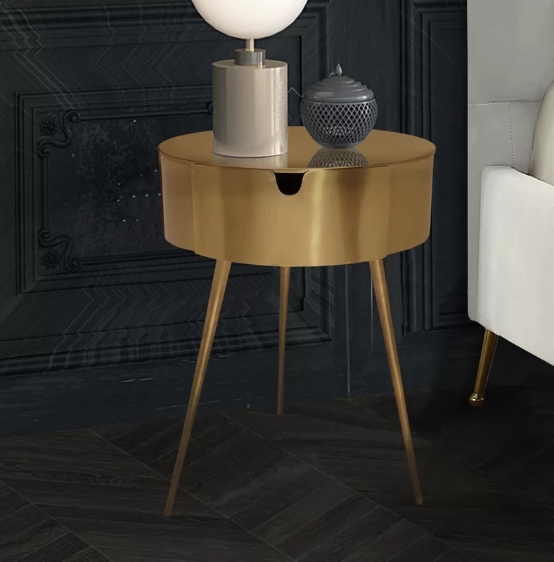 Gold One Drawer Nightstand